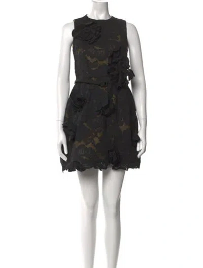 Pre-owned Prabal Gurung Crew Neck Mini Dress In Black