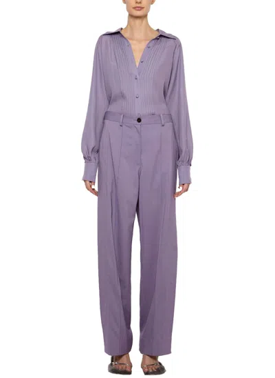 Prabal Gurung Deep Pleat Detail Pants In Lavender