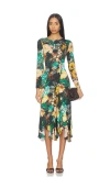 Prabal Gurung Diagonal Long Sleeve Dress In Multi