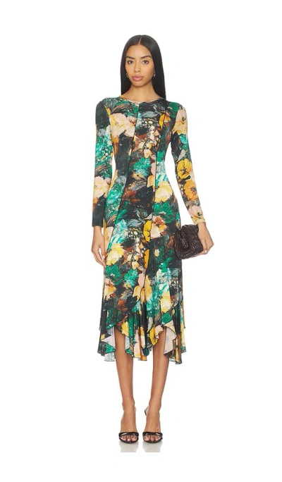Prabal Gurung Diagonal Long Sleeve Dress In Multi