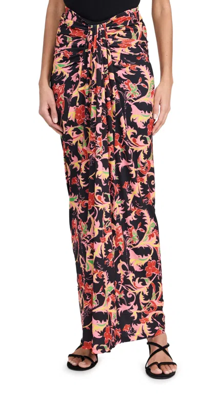 Prabal Gurung Drape Front Goddess Skirt Black Multi