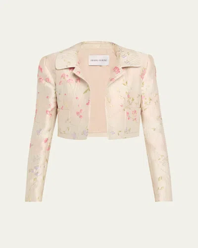 Prabal Gurung Floral Brocade Cropped Bolero In Ecru Multi