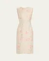 Prabal Gurung Floral Brocade Sheath Midi Dress In Ecru Multi