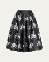 Prabal Gurung Floral Pleated Full Midi Skirt In Black