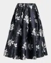 Prabal Gurung Floral Pleated Midi Skirt