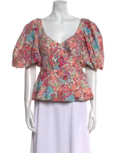 Pre-owned Prabal Gurung Floral Print Blouse In Pink
