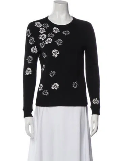 Pre-owned Prabal Gurung Floral Print Crew Neck Top In Gray