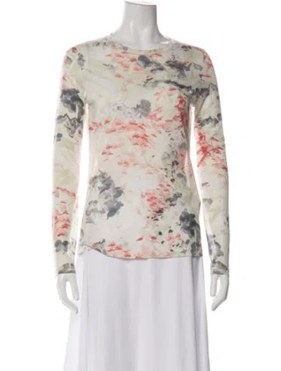 Pre-owned Prabal Gurung Floral Print Crew Neck Top In Green