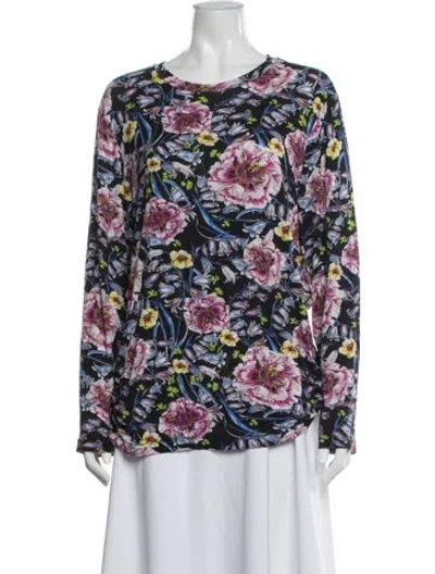 Pre-owned Prabal Gurung Floral Print Crew Neck Top In Multi