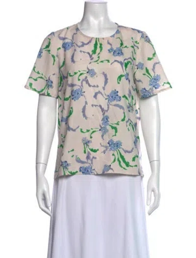 Pre-owned Prabal Gurung Floral Print Crew Neck Top In Pink