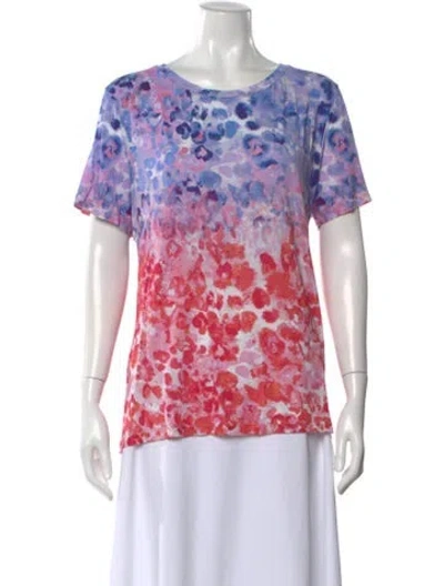 Pre-owned Prabal Gurung Floral Print Crew Neck T-shirt In Blue