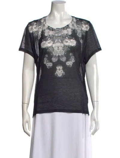 Pre-owned Prabal Gurung Floral Print Crew Neck T-shirt W/ Tags In Black