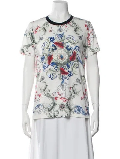 Pre-owned Prabal Gurung Floral Print Crew Neck T-shirt In White