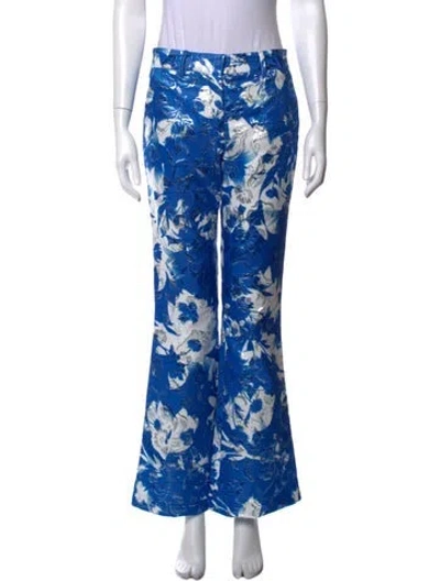Pre-owned Prabal Gurung Floral Print Flared Pants In Blue