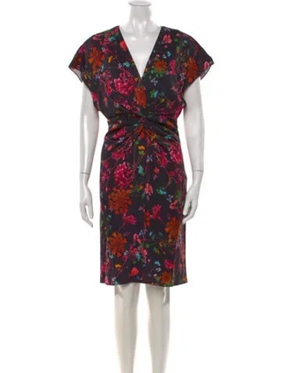 Pre-owned Prabal Gurung Floral Print Knee-length Dress In Black