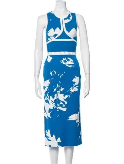 Pre-owned Prabal Gurung Floral Print Knee-length Dress In Blue