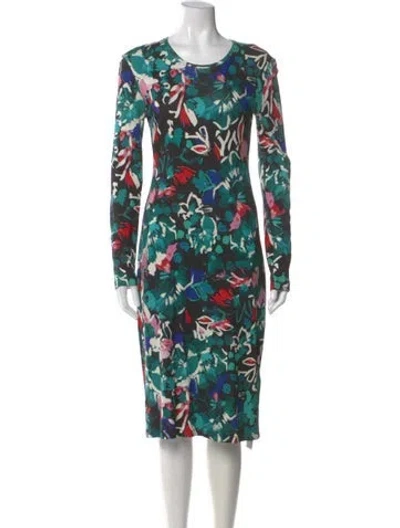 Pre-owned Prabal Gurung Floral Print Knee-length Dress In Green