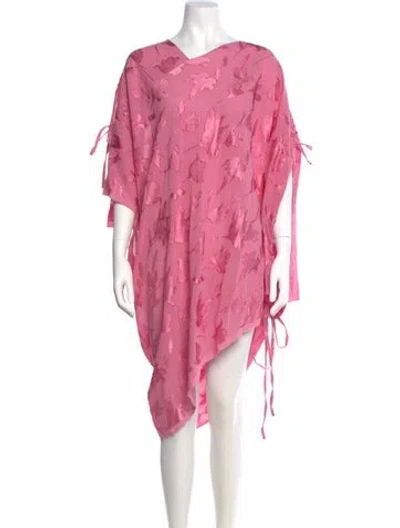 Pre-owned Prabal Gurung Floral Print Knee-length Dress In Pink
