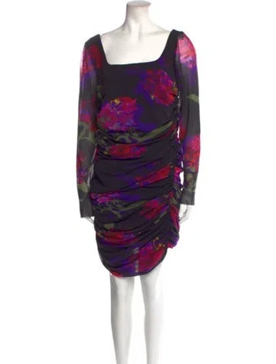 Pre-owned Prabal Gurung Floral Print Knee-length Dress W/ Tags In Black