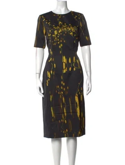 Pre-owned Prabal Gurung Floral Print Knee-length Dress W/ Tags In Black