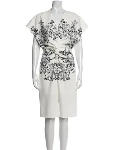 Pre-owned Prabal Gurung Floral Print Knee-length Dress In White