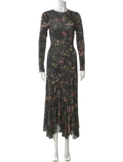Pre-owned Prabal Gurung Floral Print Long Dress In Green