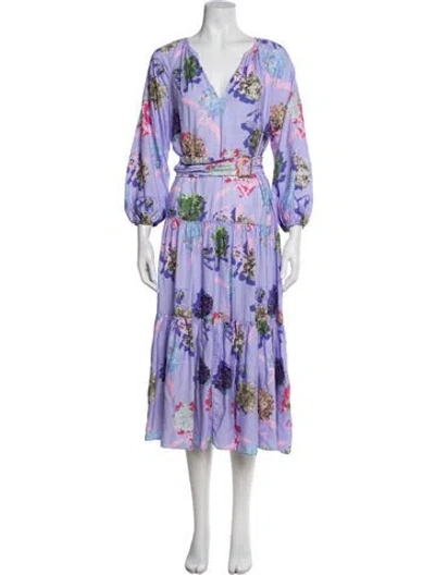 Pre-owned Prabal Gurung Floral Print Long Dress In Multi