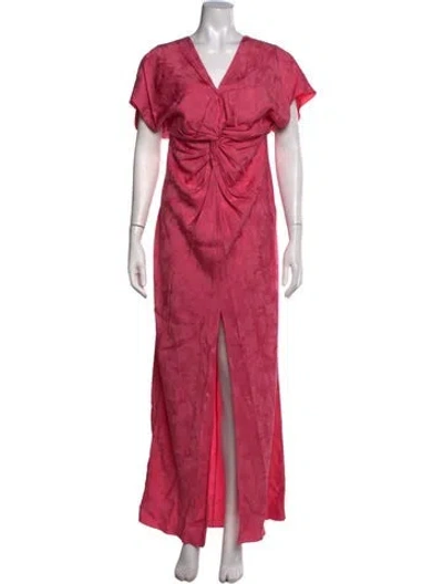 Pre-owned Prabal Gurung Floral Print Long Dress In Pink