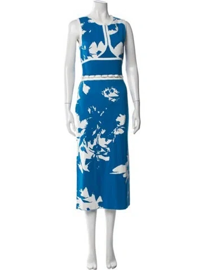 Pre-owned Prabal Gurung Floral Print Long Dress W/ Tags In Blue