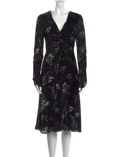 Pre-owned Prabal Gurung Floral Print Midi Length Dress In Green