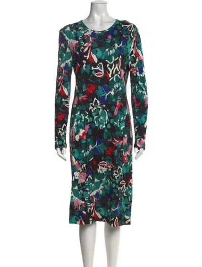 Pre-owned Prabal Gurung Floral Print Midi Length Dress In Green
