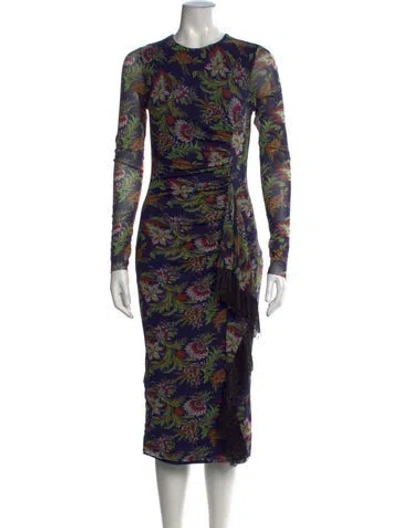 Pre-owned Prabal Gurung Floral Print Midi Length Dress In Multicolor