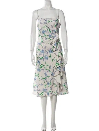 Pre-owned Prabal Gurung Floral Print Midi Length Dress In Neutrals