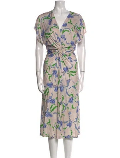 Pre-owned Prabal Gurung Floral Print Midi Length Dress In Pink