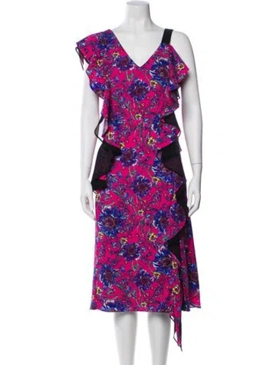Pre-owned Prabal Gurung Floral Print Midi Length Dress In Pink