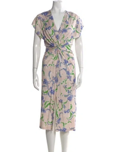 Pre-owned Prabal Gurung Floral Print Midi Length Dress In Pink