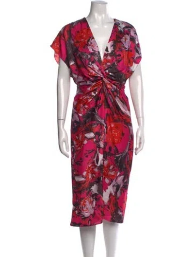 Pre-owned Prabal Gurung Floral Print Midi Length Dress In Pink