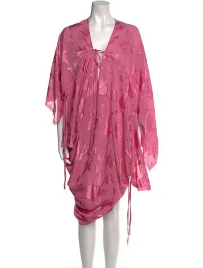 Pre-owned Prabal Gurung Floral Print Midi Length Dress W/ Tags In Pink