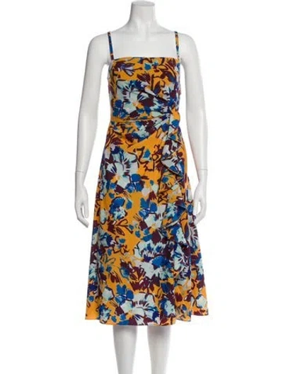 Pre-owned Prabal Gurung Floral Print Midi Length Dress In Yellow