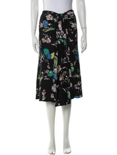 Pre-owned Prabal Gurung Floral Print Midi Length Skirt In Black