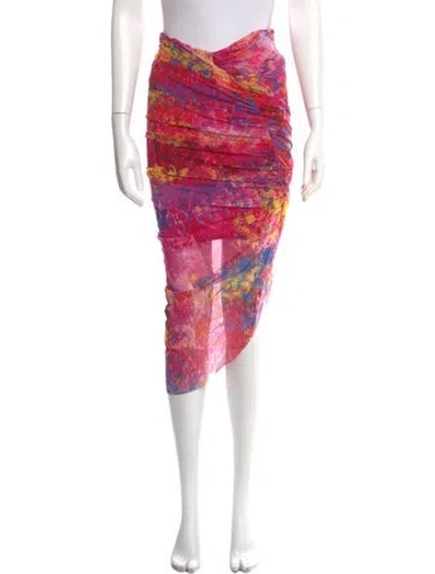 Pre-owned Prabal Gurung Floral Print Midi Length Skirt W/ Tags In Pink