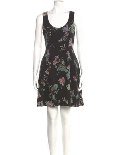 Pre-owned Prabal Gurung Floral Print Mini Dress In Black