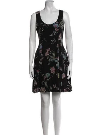 Pre-owned Prabal Gurung Floral Print Mini Dress In Black