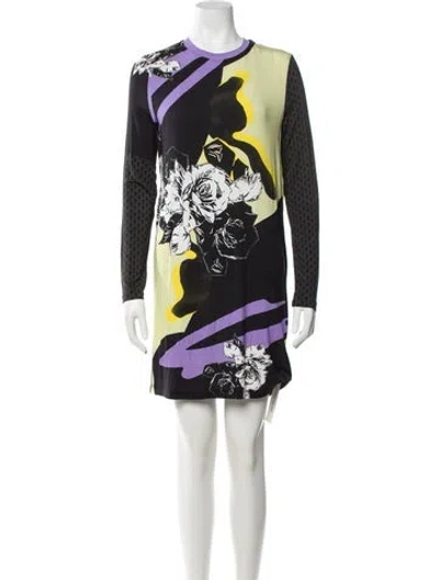 Pre-owned Prabal Gurung Floral Print Mini Dress In Black/green