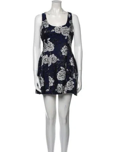 Pre-owned Prabal Gurung Floral Print Mini Dress In Blue