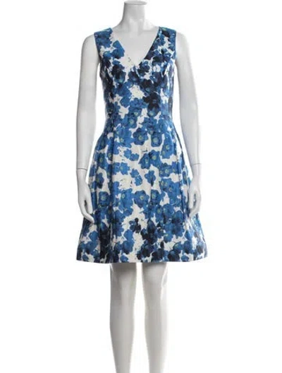 Pre-owned Prabal Gurung Floral Print Mini Dress In Blue
