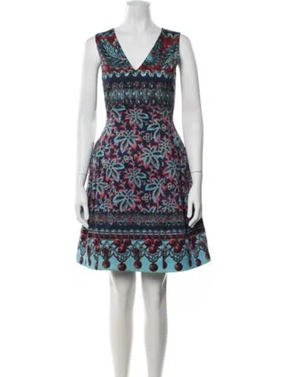 Pre-owned Prabal Gurung Floral Print Mini Dress In Blue/red