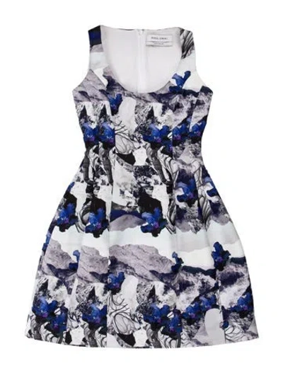 Pre-owned Prabal Gurung Floral Print Mini Dress In Blue/white