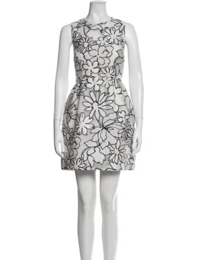 Pre-owned Prabal Gurung Floral Print Mini Dress In Gray