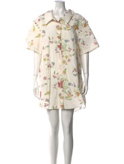 Pre-owned Prabal Gurung Floral Print Mini Dress In Metallic